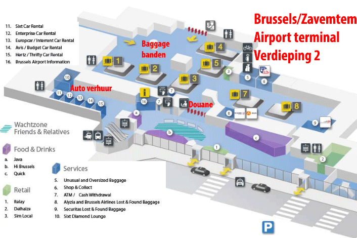 Brussels-Zaventem-Airport-Aankomst terminal verdieping 2 